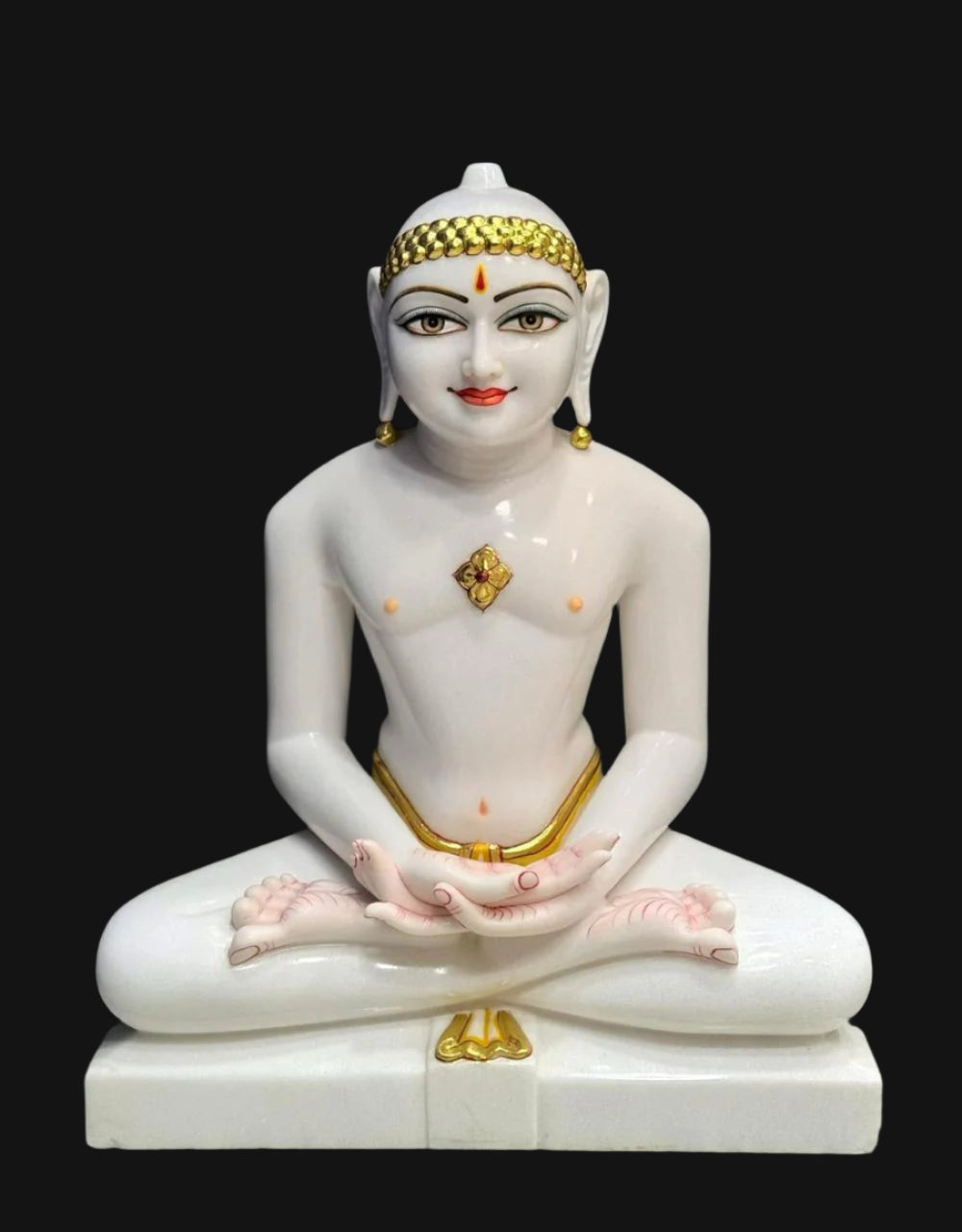 Mahaveer Jain White Marble Statue