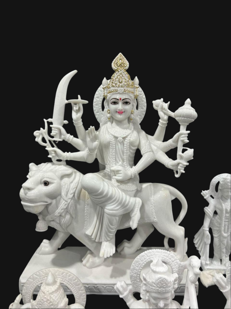 Mata Durga White Marble Statue Premium