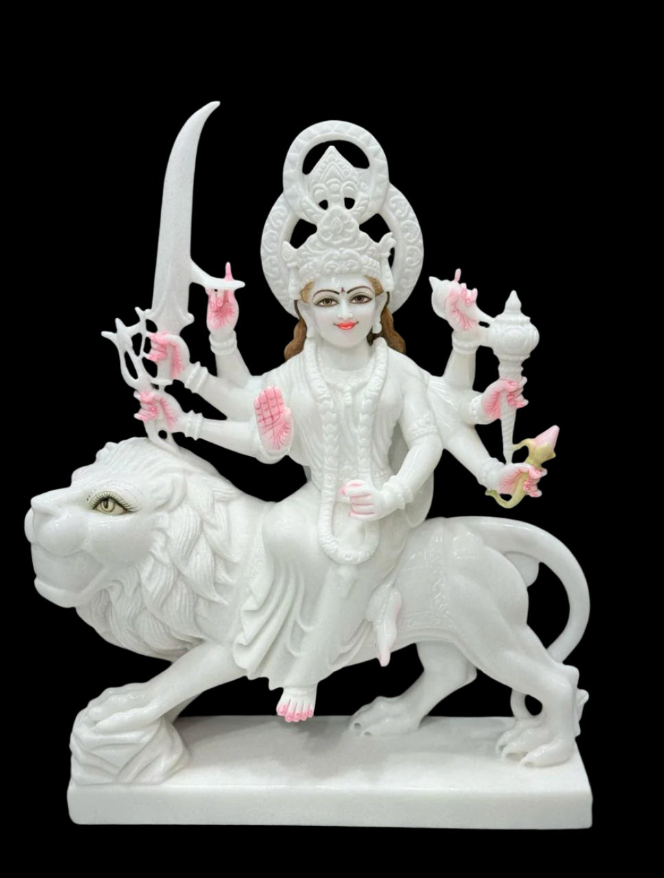 Mata Durga White Marble Statue Premium