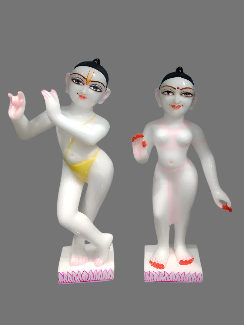Radha-Krishna White Marble Statue